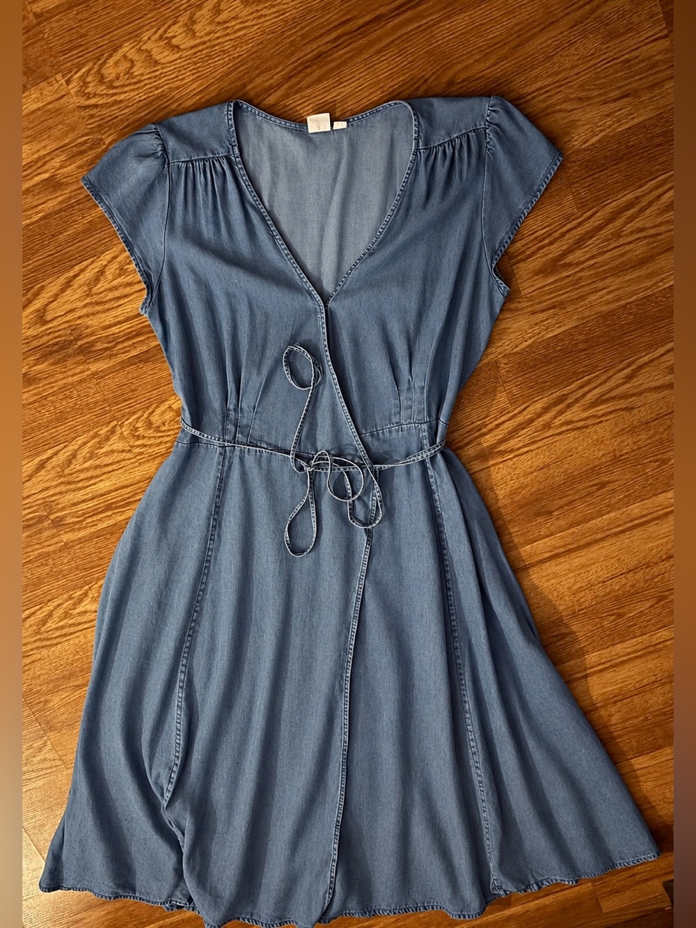 Gap Chambray Midi Wrap Dress with Tie Waist